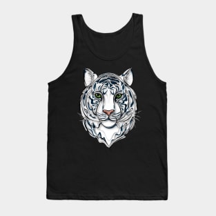 Continuous Line White Tiger Portrait. 2022 New Year Symbol by Chinese Horoscope Tank Top